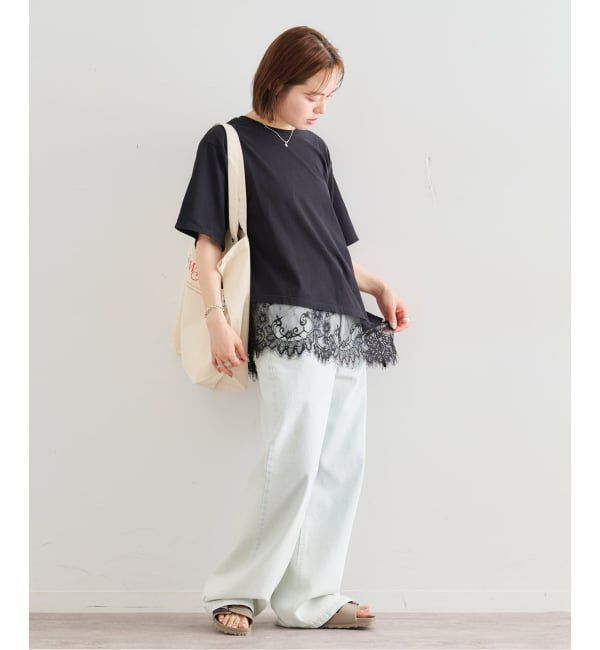 U by SPICK&SPAN「《追加予約》ハーフスリーブレースTEE」|Tシャツ・カットソー|