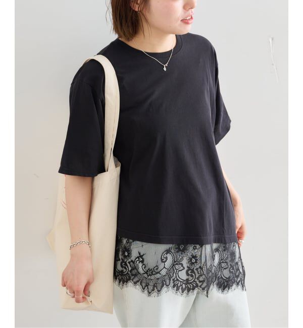 U by SPICK&SPAN「《追加予約》ハーフスリーブレースTEE」|Tシャツ・カットソー|