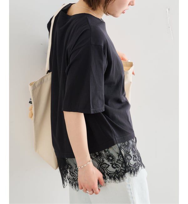 U by SPICK&SPAN「《追加予約》ハーフスリーブレースTEE」|Tシャツ・カットソー|