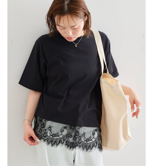 U by SPICK&SPAN「《追加予約》ハーフスリーブレースTEE」|Tシャツ・カットソー|