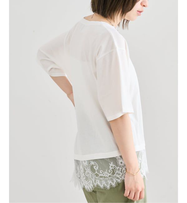 U by SPICK&SPAN「《追加予約》ハーフスリーブレースTEE」|Tシャツ・カットソー|