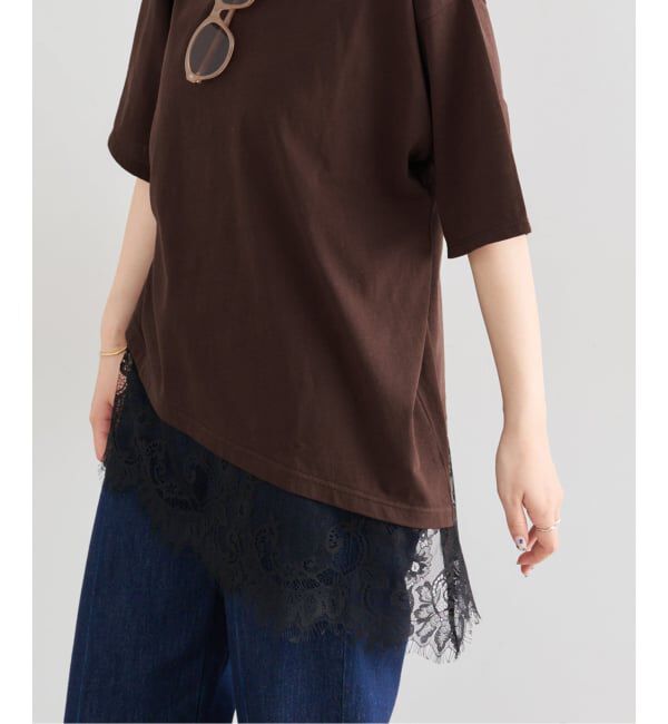 U by SPICK&SPAN「《追加予約》ハーフスリーブレースTEE」|Tシャツ・カットソー|