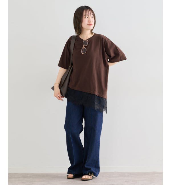 U by SPICK&SPAN「《追加予約》ハーフスリーブレースTEE」|Tシャツ・カットソー|