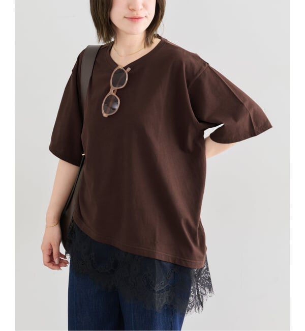 U by SPICK&SPAN「《追加予約》ハーフスリーブレースTEE」|Tシャツ・カットソー|