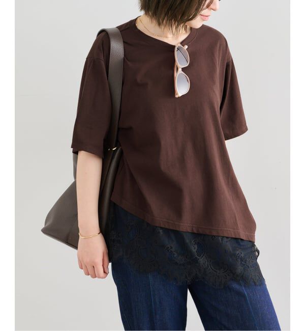 U by SPICK&SPAN「《追加予約》ハーフスリーブレースTEE」|Tシャツ・カットソー|