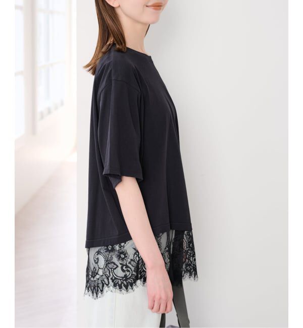 U by SPICK&SPAN「《追加予約》ハーフスリーブレースTEE」|Tシャツ・カットソー|