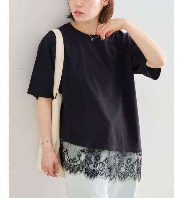U by SPICK&SPAN「《追加予約》ハーフスリーブレースTEE」|Tシャツ・カットソー|