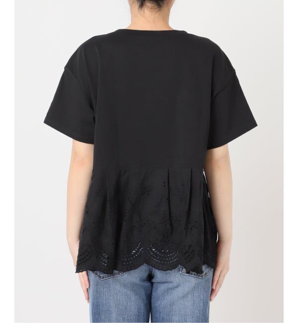 Spick and Span「《一部店舗+WEB限定 / 予約》カットワークレースペプラムTシャツ」|Tシャツ・カットソー|
