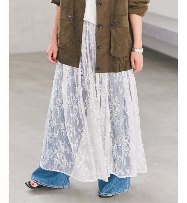Spick and Span「《一部店舗+WEB限定 / 予約》2WAYレースギャザースカート」|スカート|