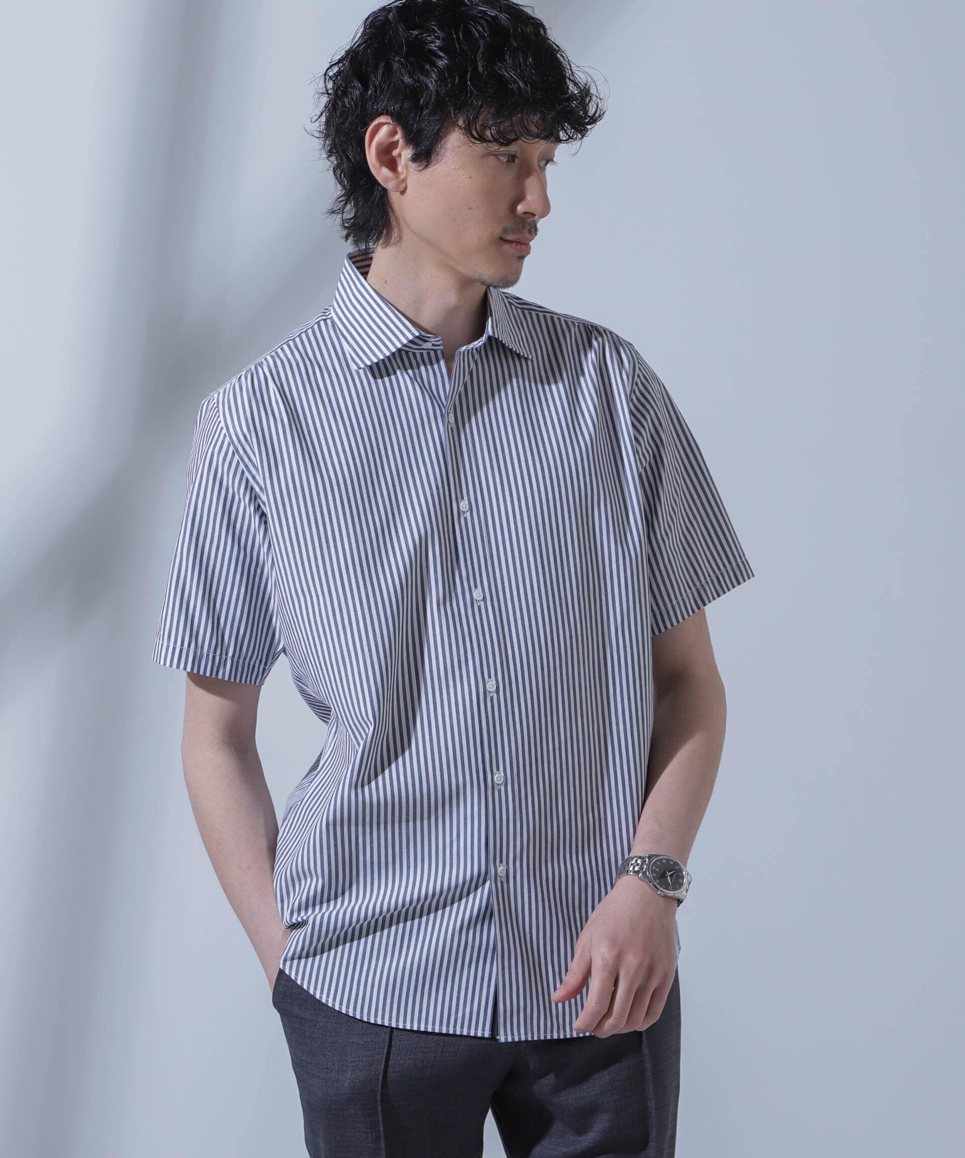 nano･universe「「N SHIRTS」AntiSoaked(R)汗染み防止セミワイドカラーシャツ半袖」|シャツ・ブラウス|