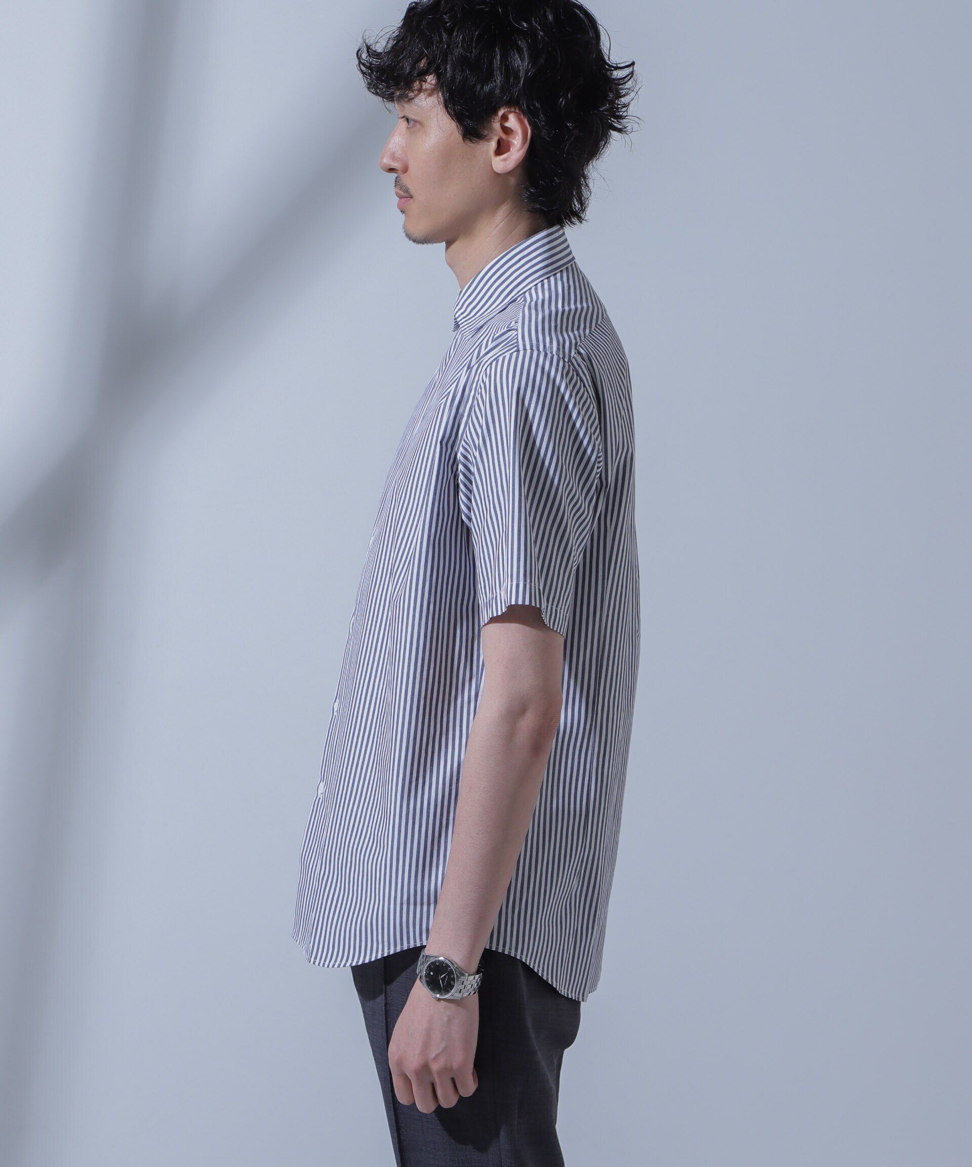 nano･universe「「N SHIRTS」AntiSoaked(R)汗染み防止セミワイドカラーシャツ半袖」|シャツ・ブラウス|