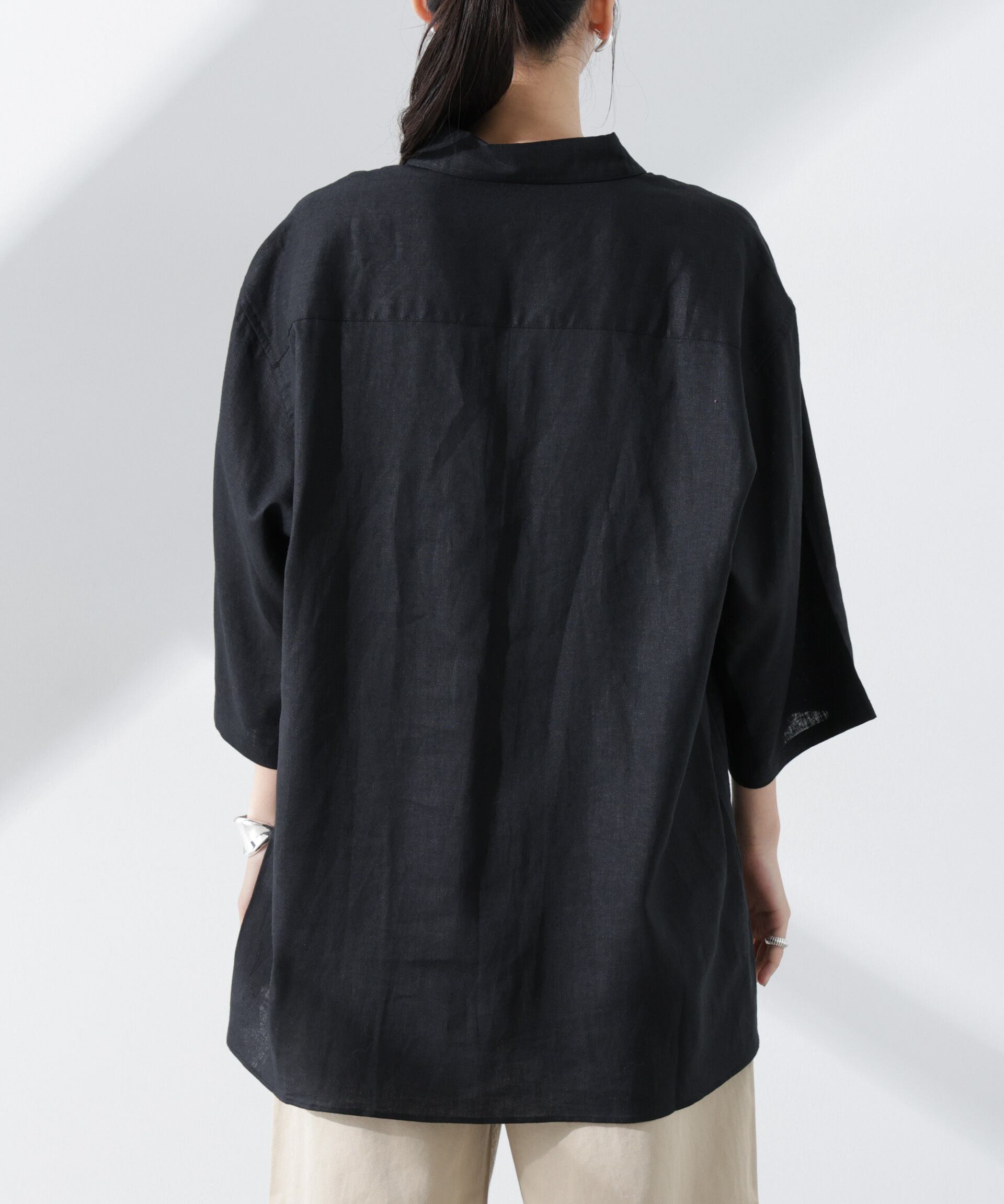 nano･universe「Anti Smell Linen プルオーバーVネックシャツ」|シャツ・ブラウス|