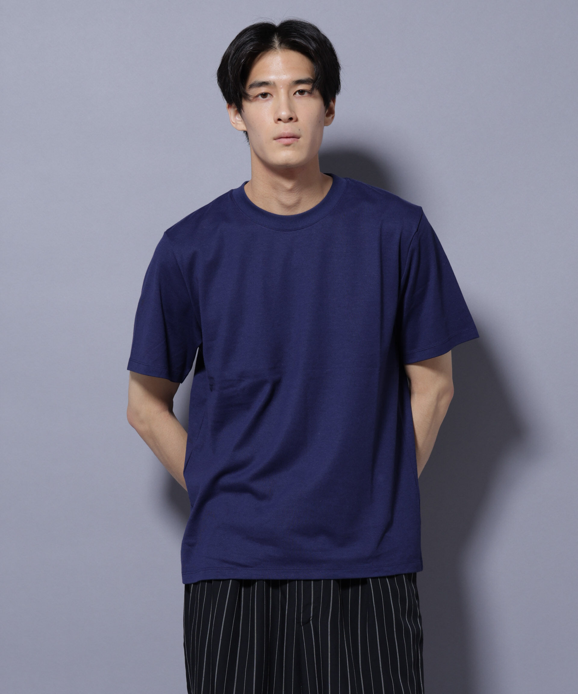 nano･universe「Anti Soaked(R) 汗染み防止 クルーネック レギュラーシルエットTシャツ」|Tシャツ・カットソー|D.ブルー2