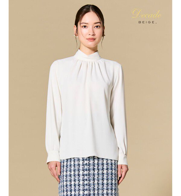 BEIGE,「【人気シリーズ】EVA / ハイネックロングスリーブブラウス」|シャツ・ブラウス|White