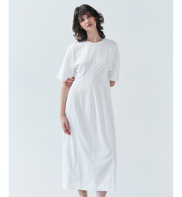 BEIGE,「【洗える】GLANTHUS / コットンカーブラインロングフレアワンピース」|ワンピース|White