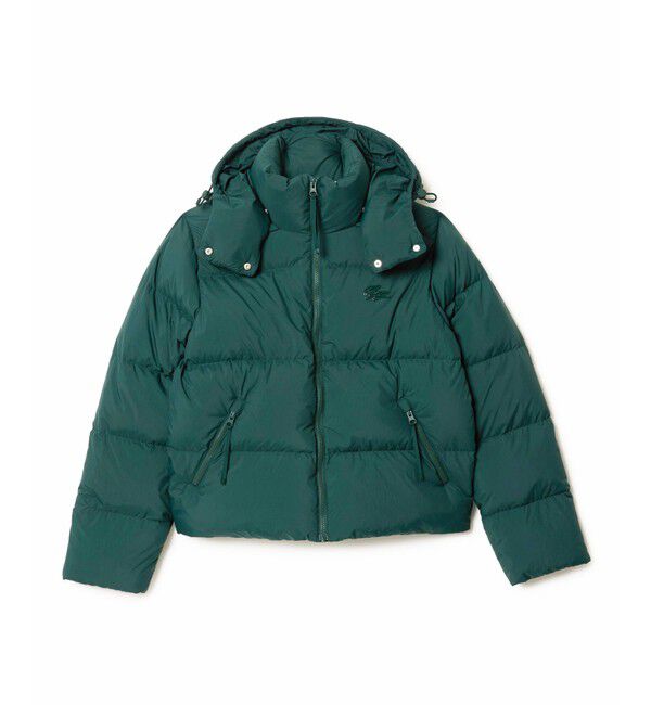 LACOSTE「ウィメンズ ボリュームハイネック ナイロンショート ダックダウンジャケット / フード取り外し可」|ダウン|