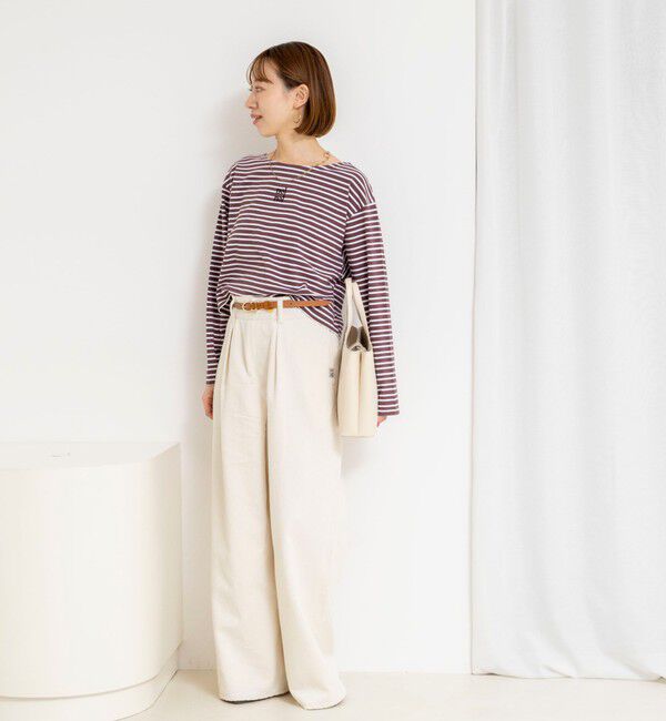 NOLLEY'S「【nolnol/ノルノル】ウォッシャブルシルケットボーダーショートT」|Tシャツ・カットソー|