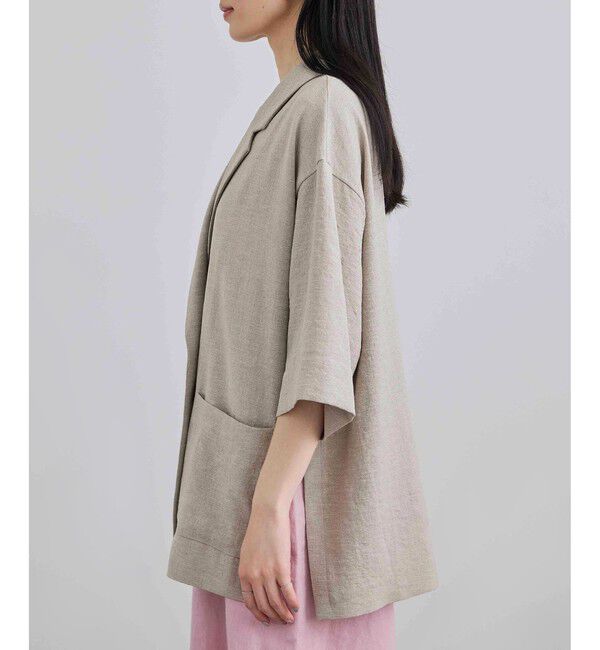 SALON adam et rope'「【WEB限定】リネンライクハーフスリーブジャケット / セットアップ対応」|テーラードジャケット|