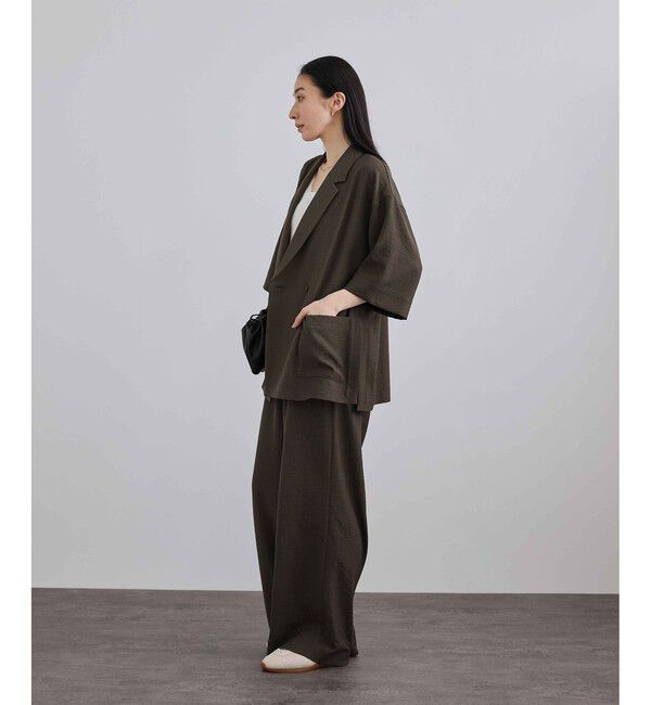 SALON adam et rope'「【WEB限定】リネンライクハーフスリーブジャケット / セットアップ対応」|テーラードジャケット|