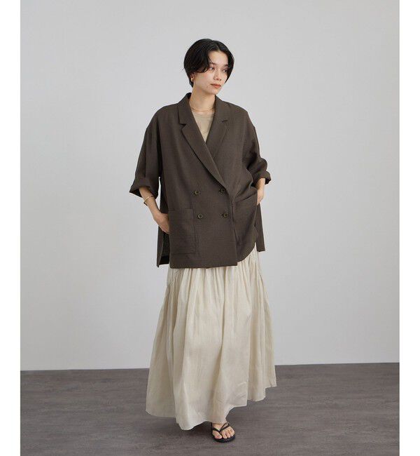 SALON adam et rope'「【WEB限定】リネンライクハーフスリーブジャケット / セットアップ対応」|テーラードジャケット|