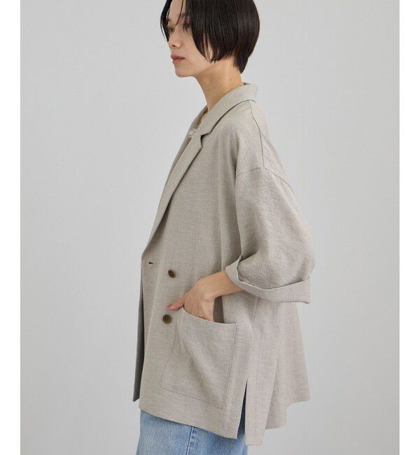 SALON adam et rope'「【WEB限定】リネンライクハーフスリーブジャケット / セットアップ対応」|テーラードジャケット|
