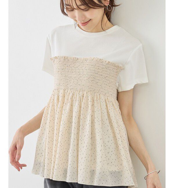 Rope&rsquo;Picnic「シャーリングドッキングハーフスリーブカットソー」|Tシャツ・カットソー|
