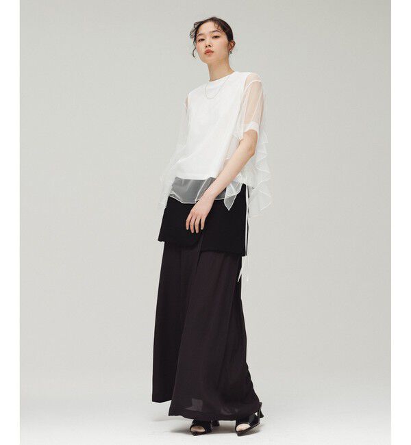 ADAM ET ROPE'「【サステナブル】・【定番人気】ギャザーチュールトップス」|Tシャツ・カットソー|