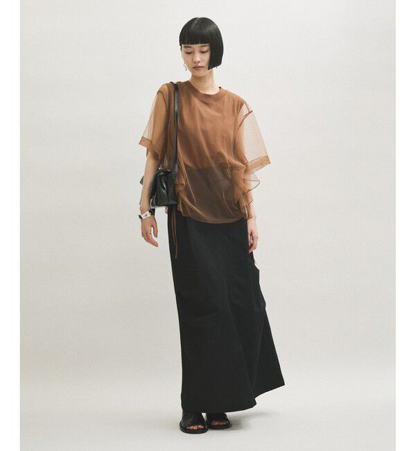 ADAM ET ROPE'「【サステナブル】・【定番人気】ギャザーチュールトップス」|Tシャツ・カットソー|