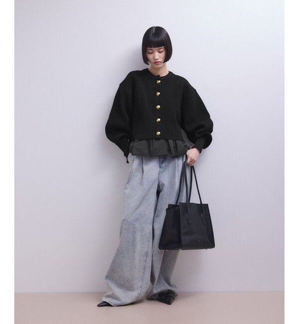 ADAM ET ROPE'「【WEB限定】ペプラムコンビニットカーディガン」|カーディガン|