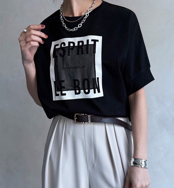  「【WEB限定】オーガンジーロゴTEE」|Tシャツ・カットソー|ブラック
