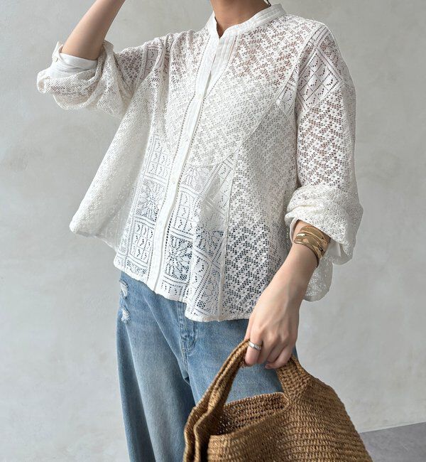  「【WEB限定】ラッセル花柄レースシャツ」|シャツ・ブラウス|