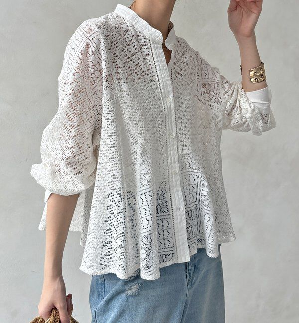  「【WEB限定】ラッセル花柄レースシャツ」|シャツ・ブラウス|