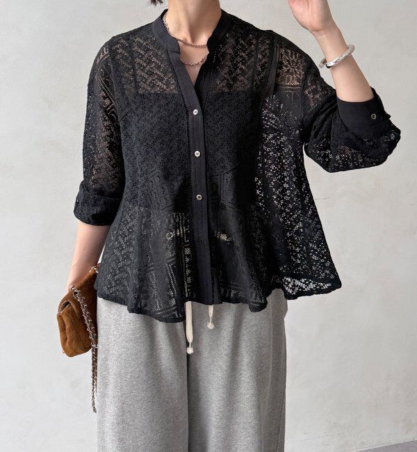  「【WEB限定】ラッセル花柄レースシャツ」|シャツ・ブラウス|