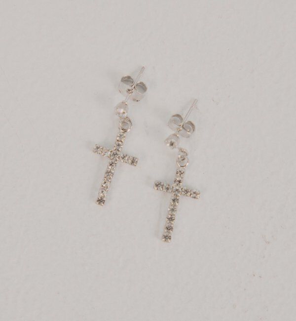  「クロスビジューピアス」|ピアス|シルバー