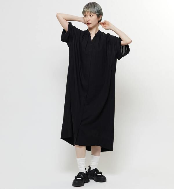 Soffitto「【nota della mano sinistra（ノータ デラ マノ シニストラ）】5分袖前開きシャツワンピ－ス」|ワンピース|