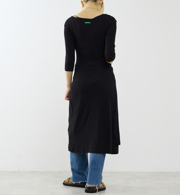 SOFFITTO「【GREEN BUTTER/グリーンバター】Shining Wrap Dress Black」|ワンピース|