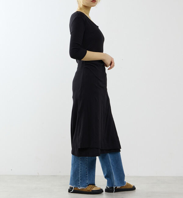 SOFFITTO「【GREEN BUTTER/グリーンバター】Shining Wrap Dress Black」|ワンピース|