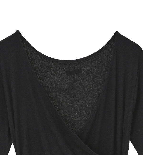 SOFFITTO「【GREEN BUTTER/グリーンバター】Shining Wrap Dress Black」|ワンピース|
