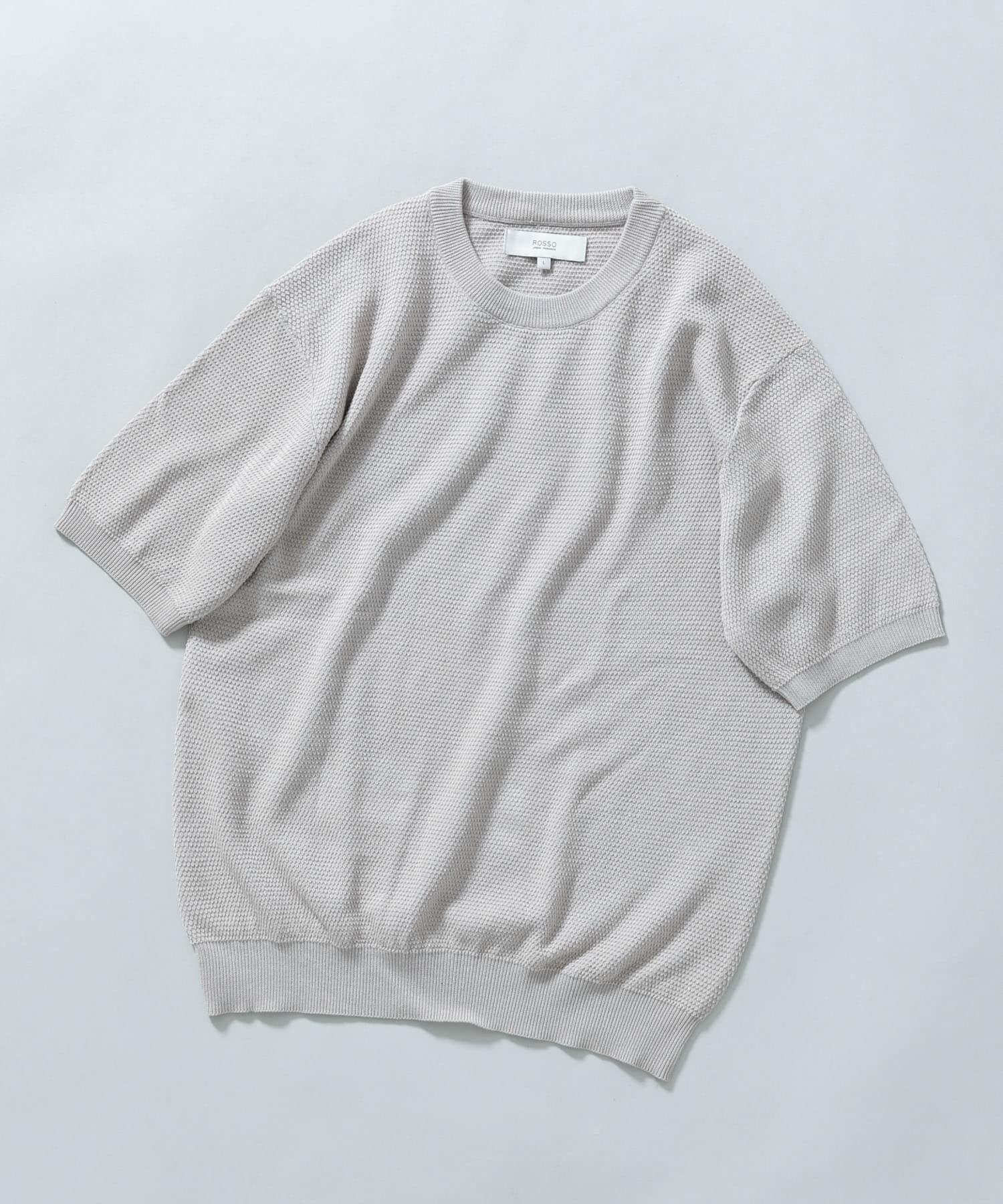 URBAN RESEARCH ROSSO「『WEB限定』変形カノコ半袖クルーネックニット」|ニット・セーター|ライトグレー
