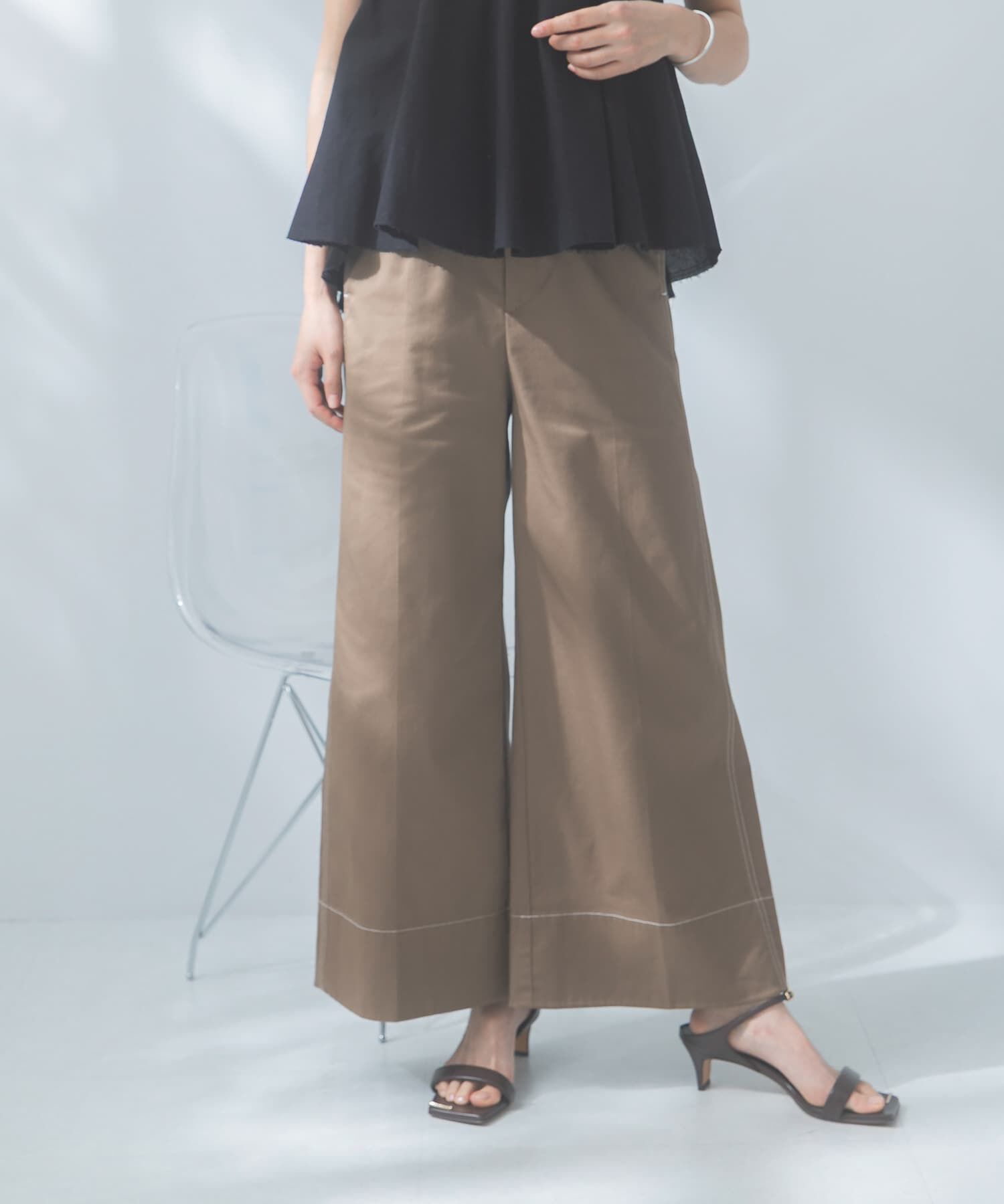 URBAN RESEARCH ROSSO「コットンツイルワイドパンツ」|その他|ブラウン
