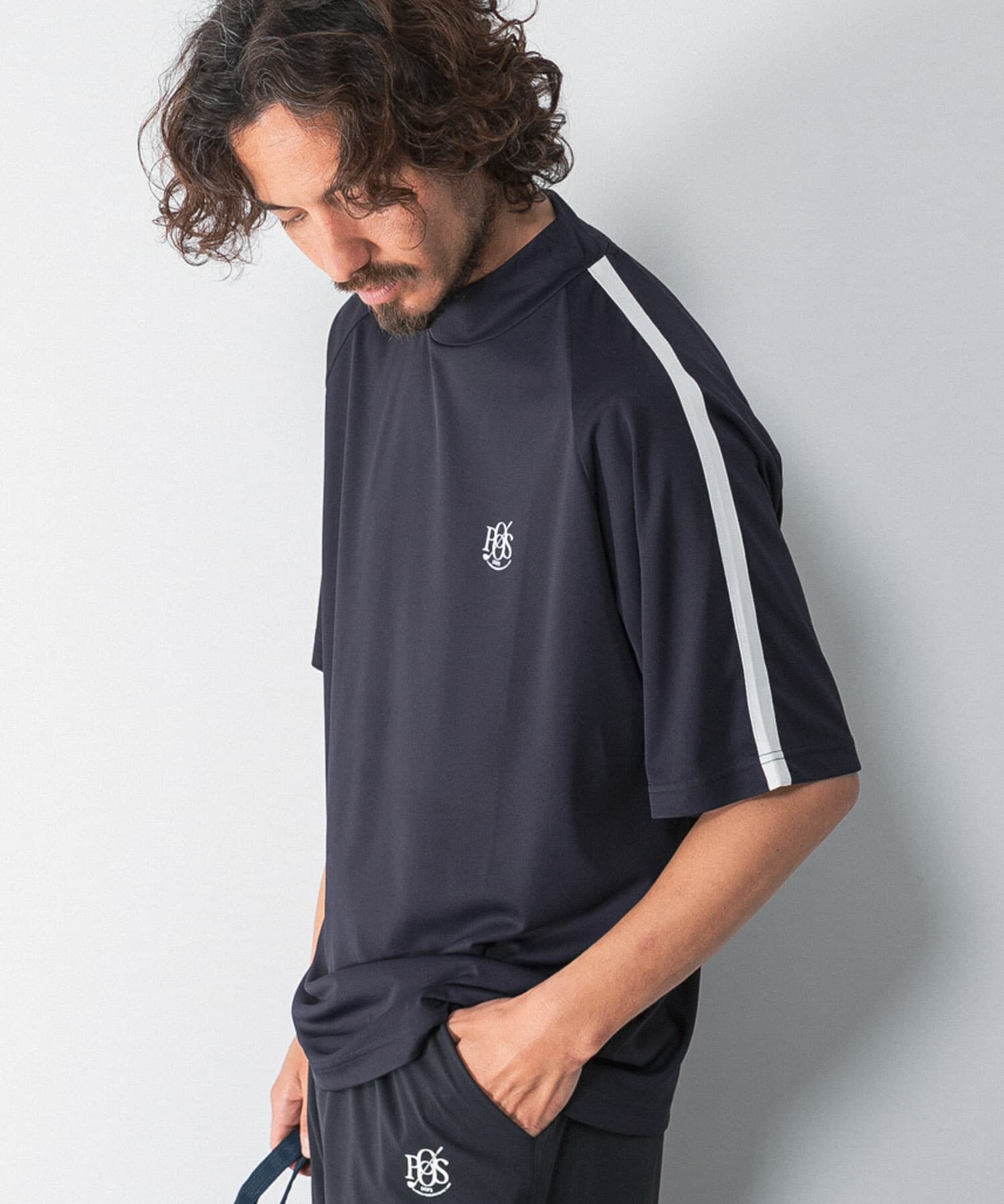 Sonny Label 「OOPS　吸水速乾ラインモックネックTシャツ」|Tシャツ・カットソー|