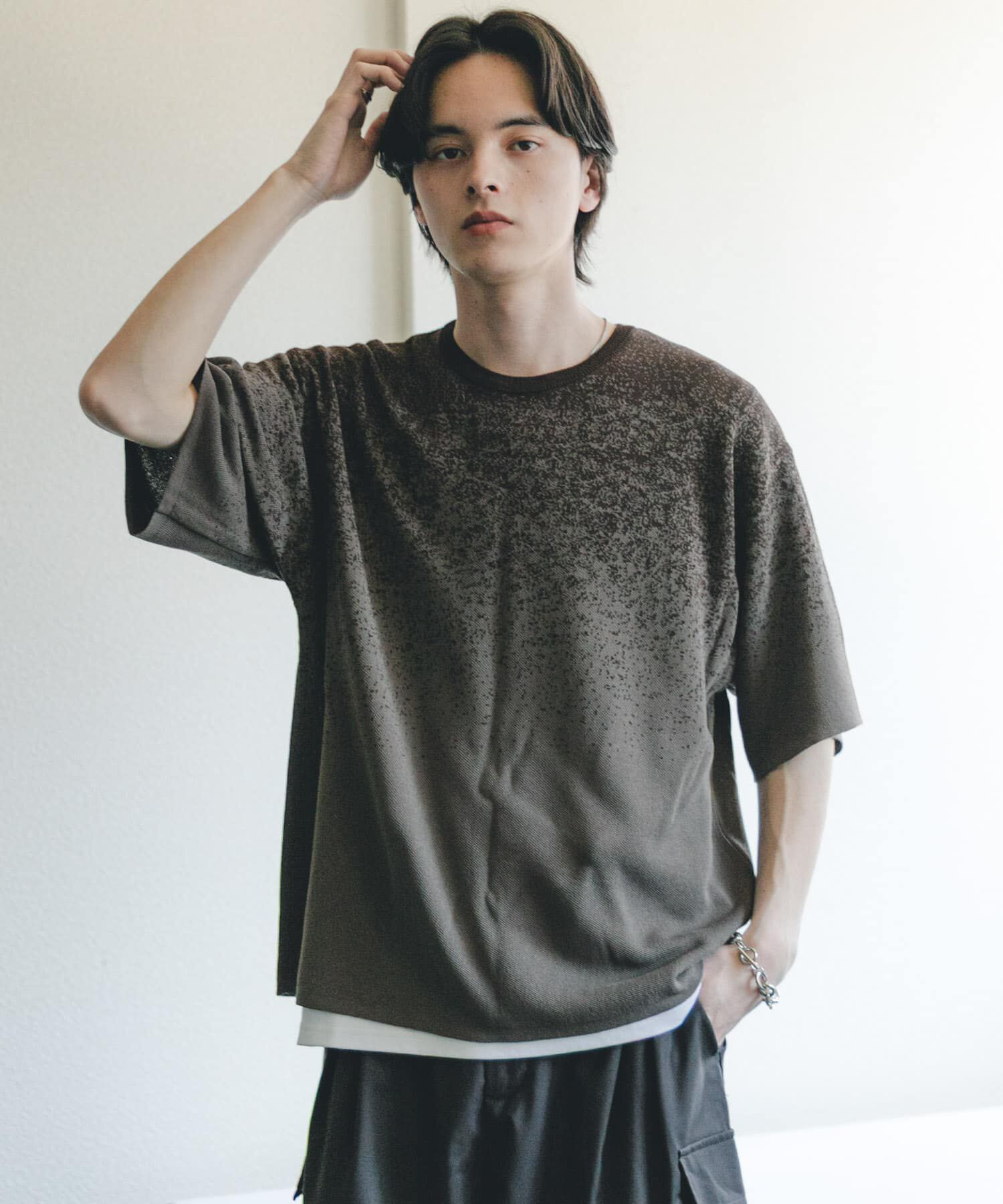 SENSE OF PLACE by URBAN RESEARCH「『洗濯可』エクストラルーズスプラッシュニットTシャツ」|ニット・セーター|