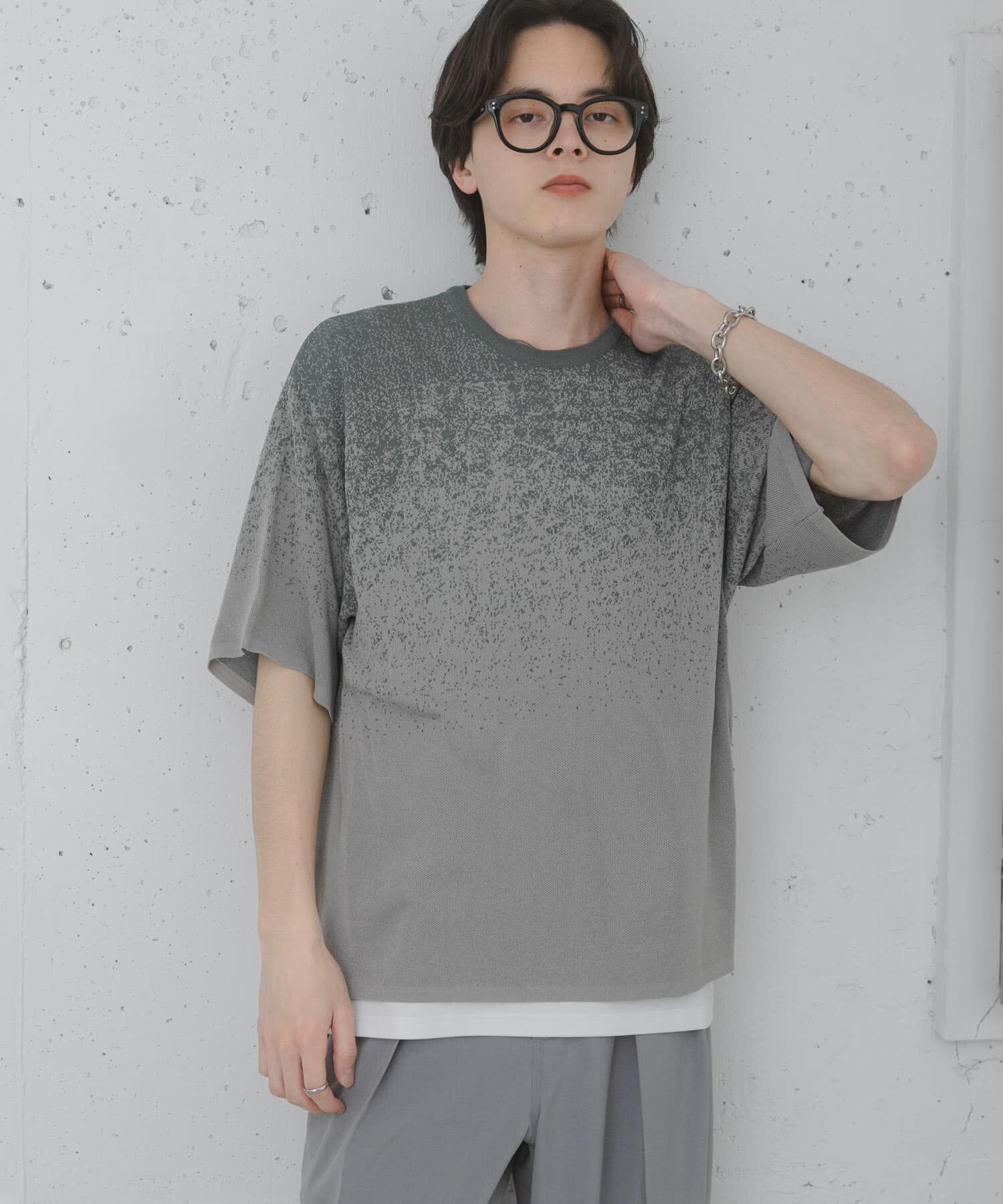SENSE OF PLACE by URBAN RESEARCH「『洗濯可』エクストラルーズスプラッシュニットTシャツ」|ニット・セーター|