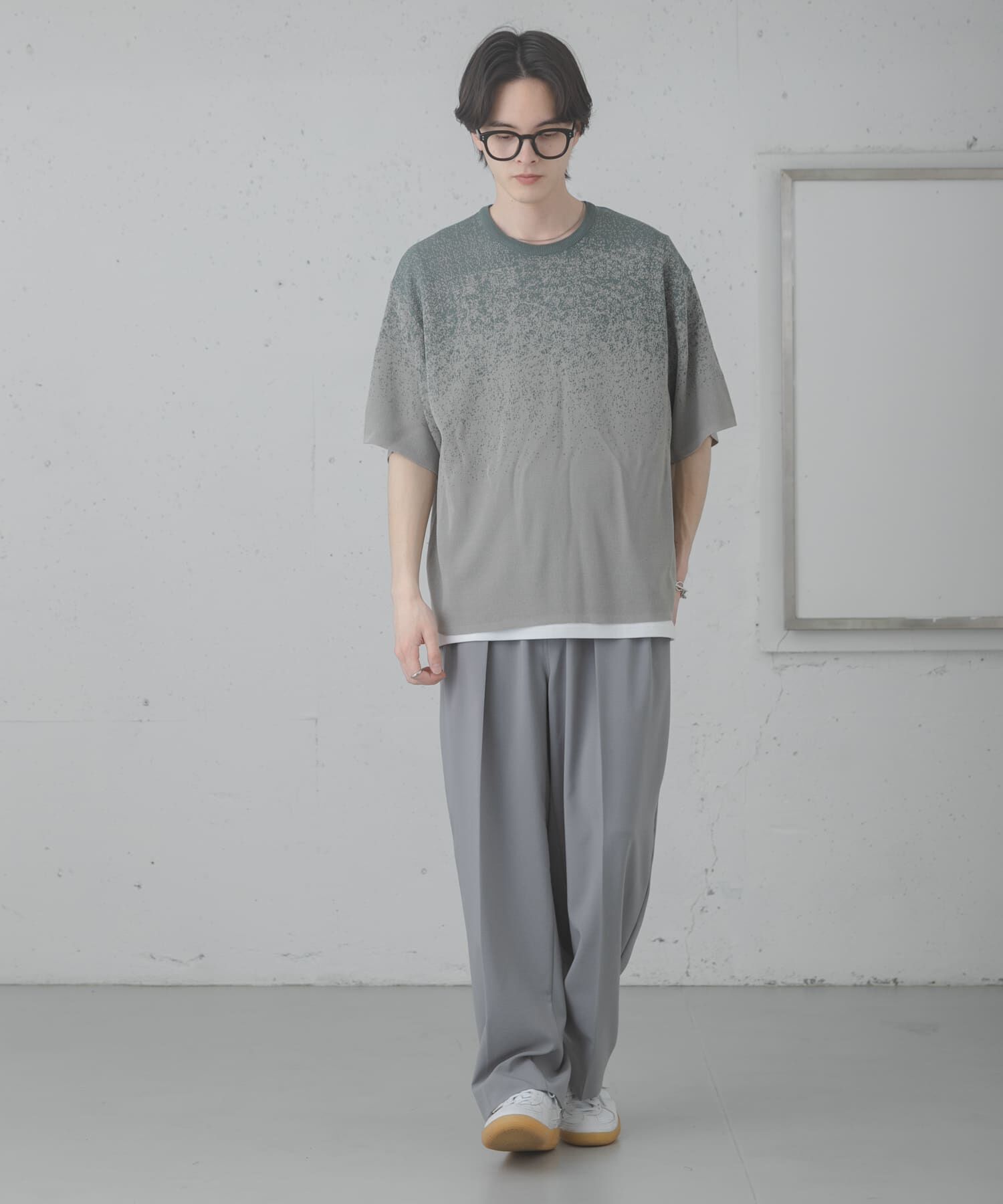 SENSE OF PLACE by URBAN RESEARCH「『洗濯可』エクストラルーズスプラッシュニットTシャツ」|ニット・セーター|