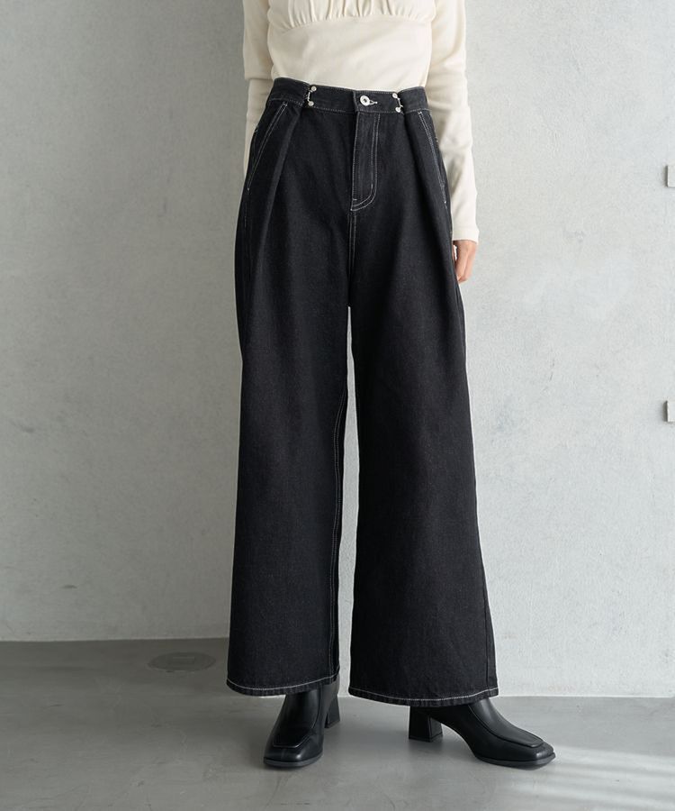 earth music&ecology「タックホックデニムパンツ」|デニム|