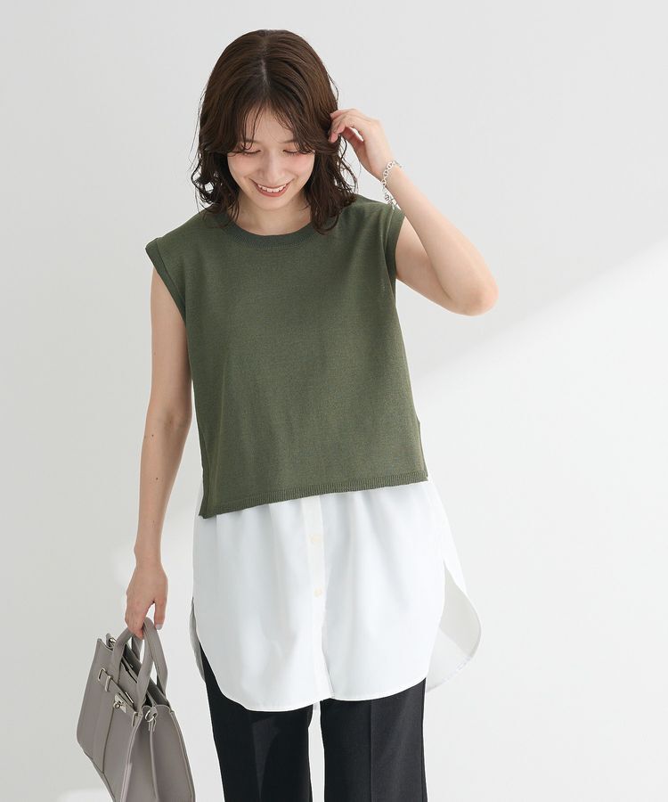 Green Parks「・Petit Fleur ノースリリネンライクニット」|ニット・セーター|