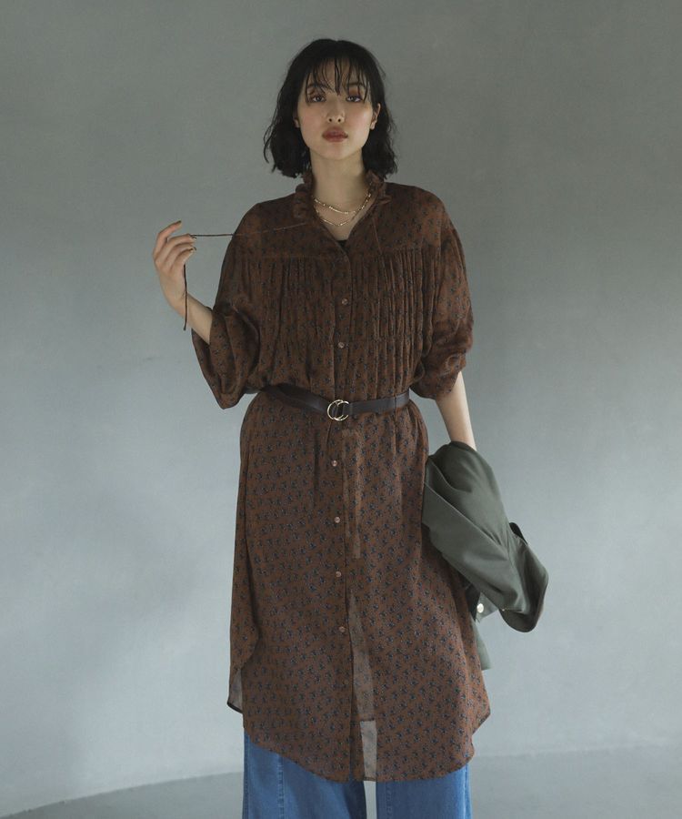 Green Parks「花柄シフォン楊柳ワンピース」|ワンピース|