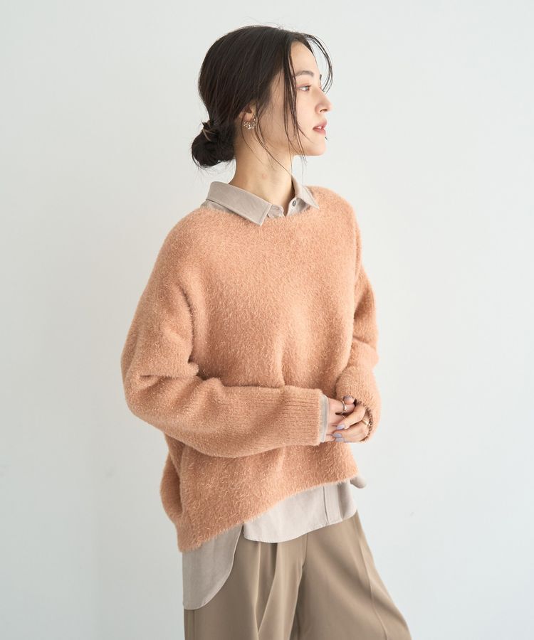 YECCA VECCA「ラメシャギードルマンニット」|ニット・セーター|Orange