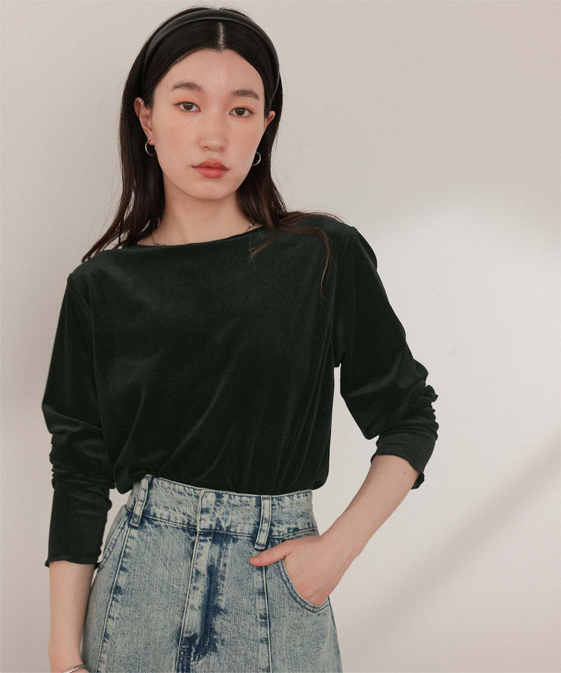 titivate「シアーベロアロングTシャツ」|Tシャツ・カットソー|ブラック