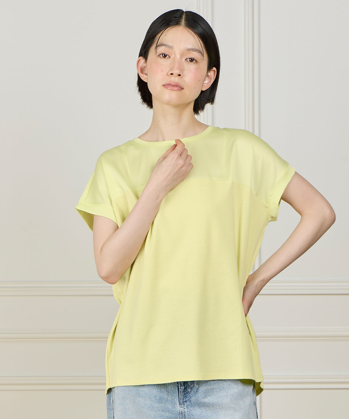DAY by DAY it&rsquo;s international「サテン切り替えドルマンプルオーバー《スビン綿MIXフライス》」|Tシャツ・カットソー|イエロー